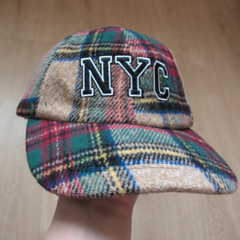 Steve Madden NYC Plaid Baseball Cap Multi-Color Adjustable Hat One Size